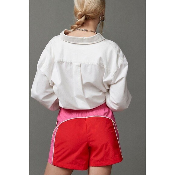 Urban Outfitters BDG Shorts Womens Large Red Pink Jess Nylon Track Retro Y2K NEW - Picture 3 of 14